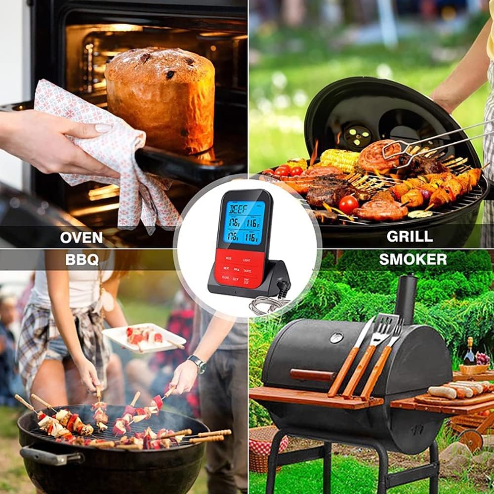 Termómetro Digital de Doble sonda, medidor de Temperatura programable inalámbrico, termómetro de Parrilla de Barbacoa para cocinar a Prueba de Agua, Termometro Barbacoa para Horno Carne Comida