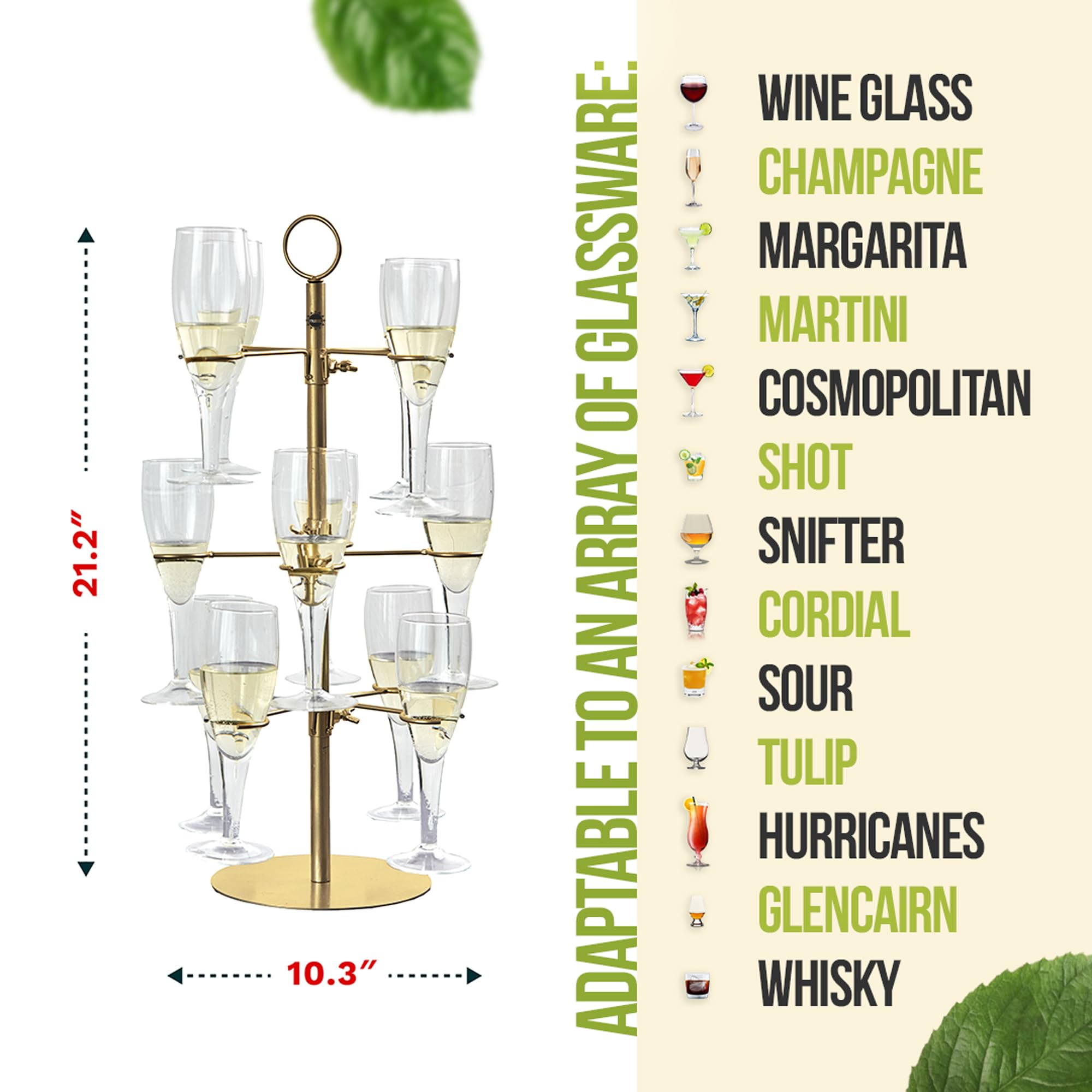 Cocktail Tree Stand - 12 Cup Drink Tower (Gold) -4