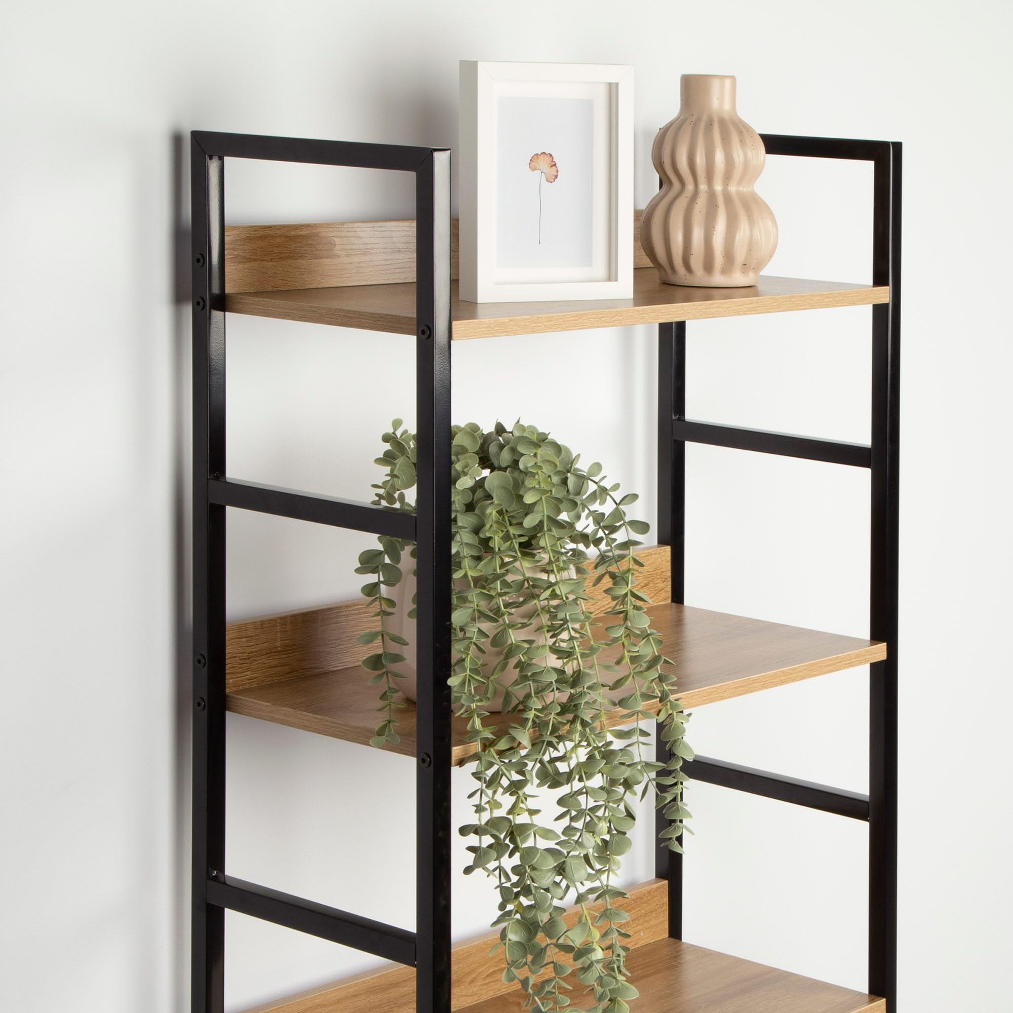 AKTIVE Max Home Lagerregal, 4 Böden, 60x28x126 cm, Stahl und Holz, einfache Montage, robust und langlebig, Nivelliersystem, Wohnzimmermöbel, Regale, Dekoration (18417)