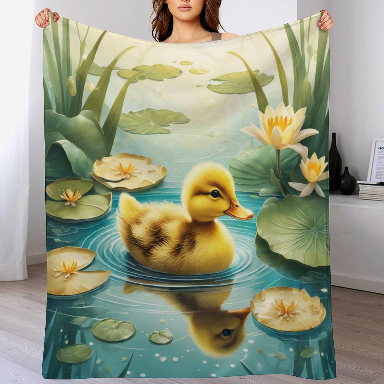 Plaid en flanelle motif canard pour des soirées cocooning douillettes sur le canapé