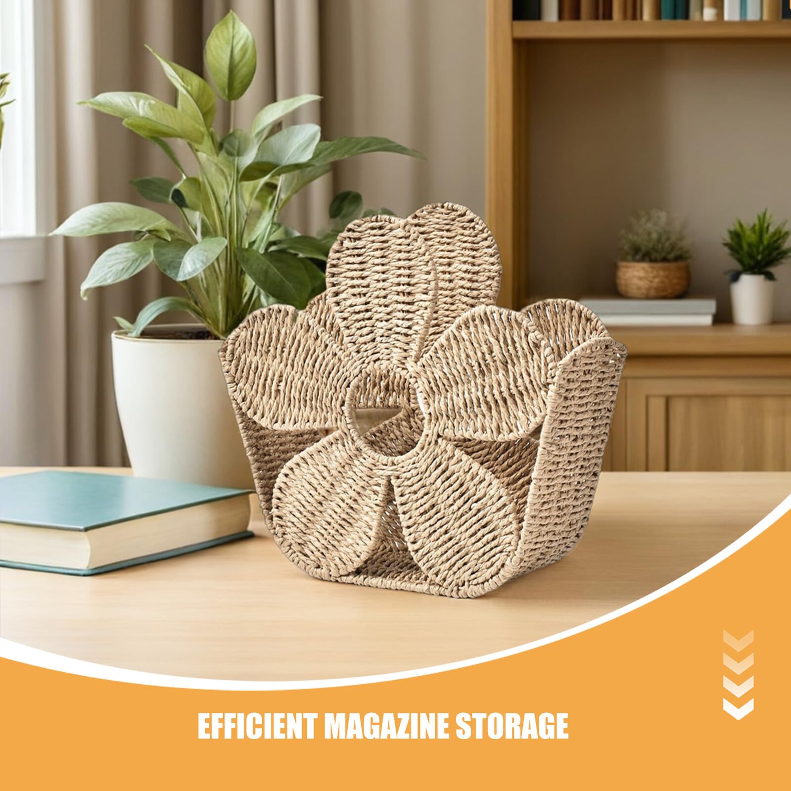 Woven Magazine Basket Koszyk Biurko Stabilny Tkany Organizer Czasopism Blacie Przechowywanie Plików Biurowych i Listów Dekoracyjny Kosz Kwiatowy Do Sortowania Pocztówki