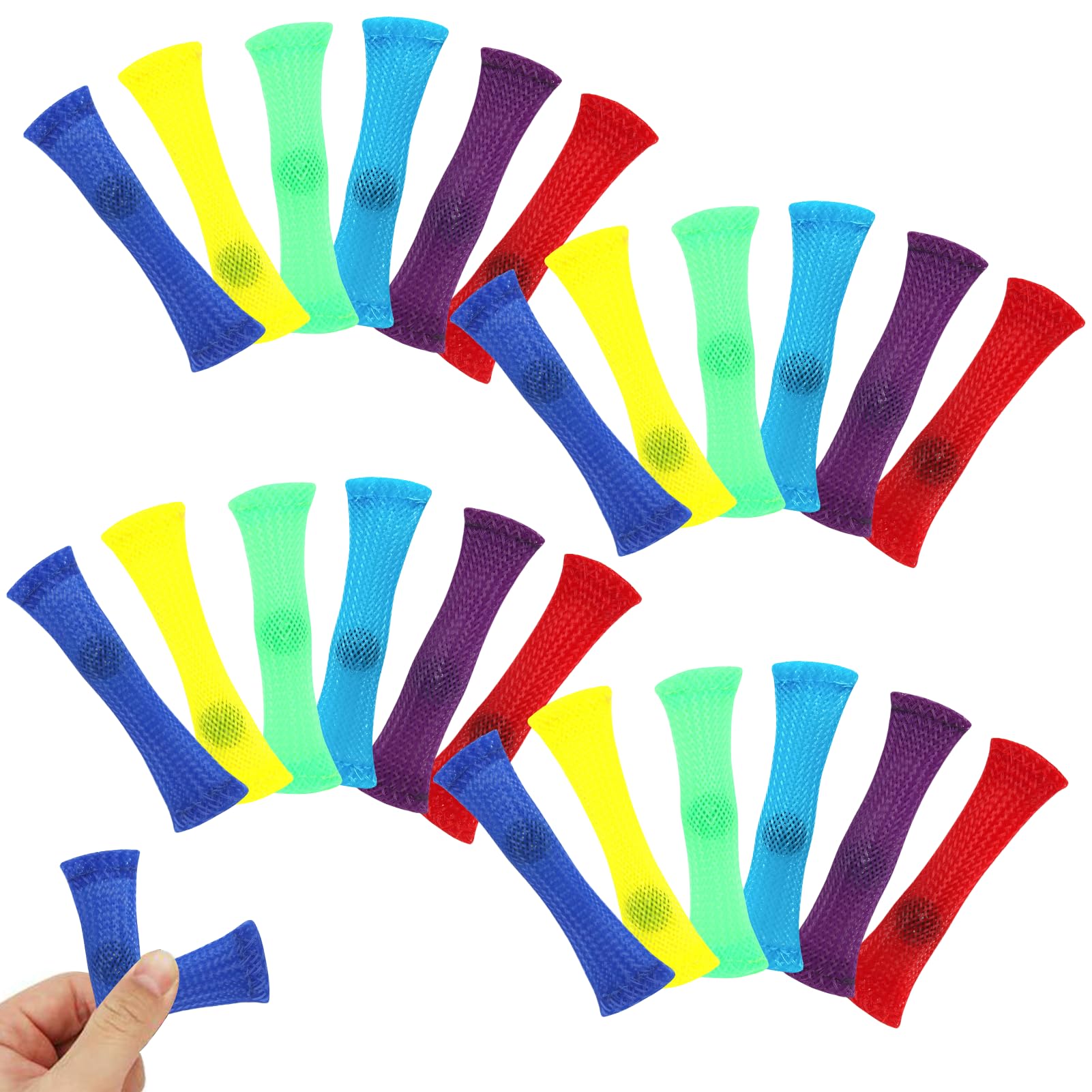 Marble Mesh Fidget Toys, Silent Sensory Mesh Tube with Marble Fidget Toy Mesh Texture Sensory Tools Help for Stress Relief, Anxiety, and Focus, Perfect for School, Office
