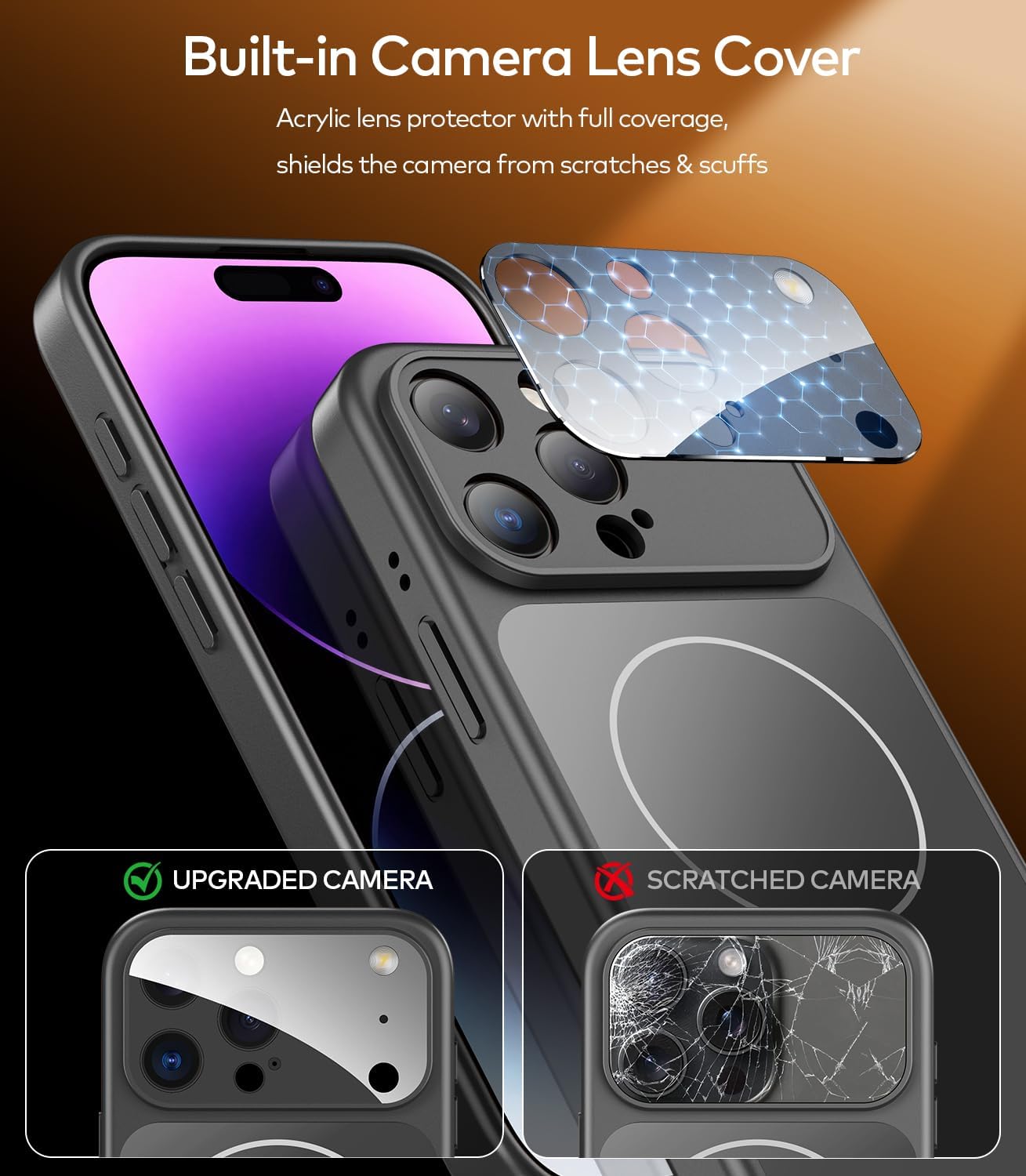 TOBOVON for iPhone 14 Pro Max Case with Camera Lens Protector, Compatible with MagSafe, Slim Matte Magnetic Shockproof Phone Cover for iPhone14 ProMax, Black image 3