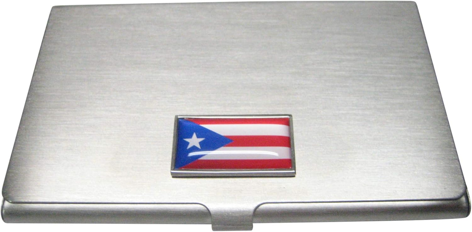 Thin Bordered Commonwealth of Puerto Rico Flag Business Card Holder