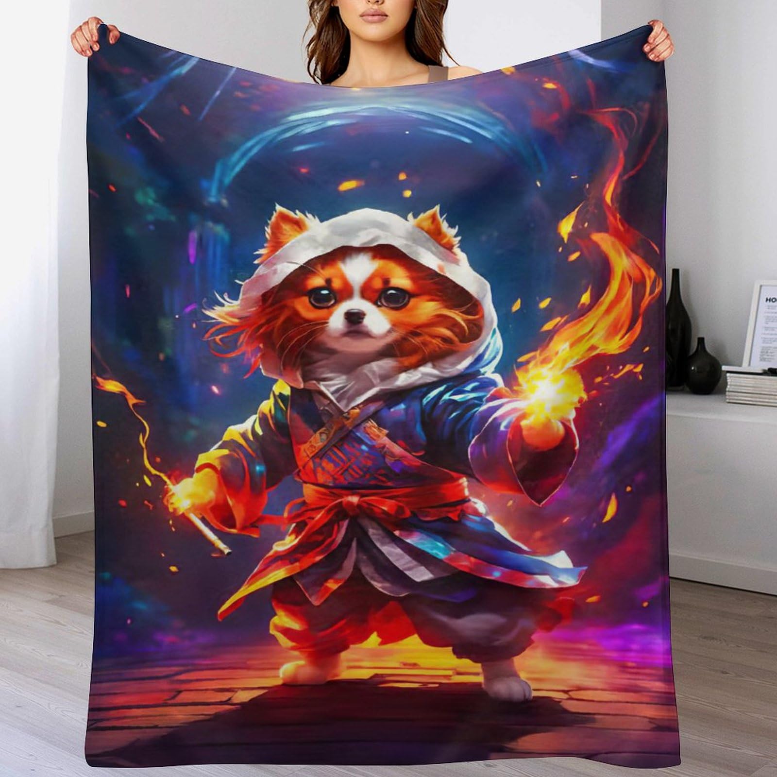 Couverture pour renard et animaux douce chaude en flanelle lavable à la machine