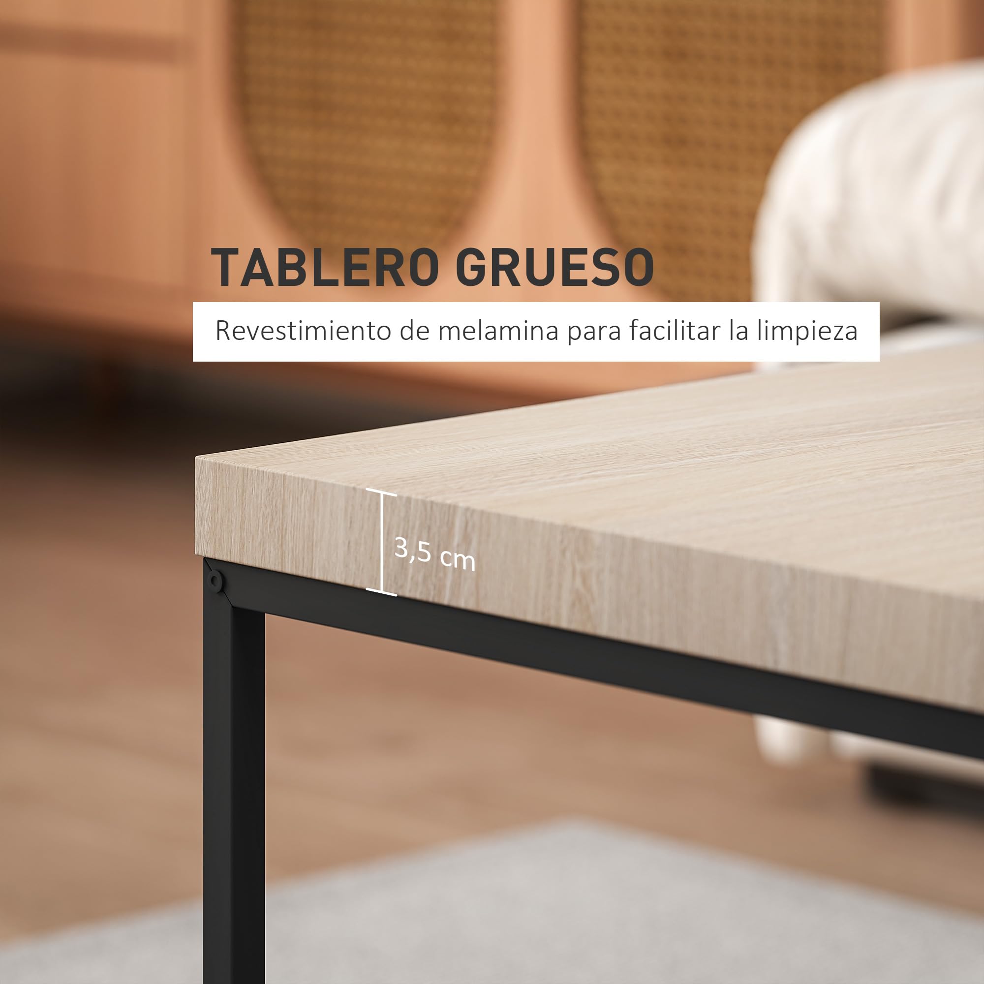 HOMCOM Juego de 2 Mesas de Centro, Mesa Nido Moderna, Mesitas Auxiliares, Patas de Acero, para Salón, Dormitorio, Oficina, Roble