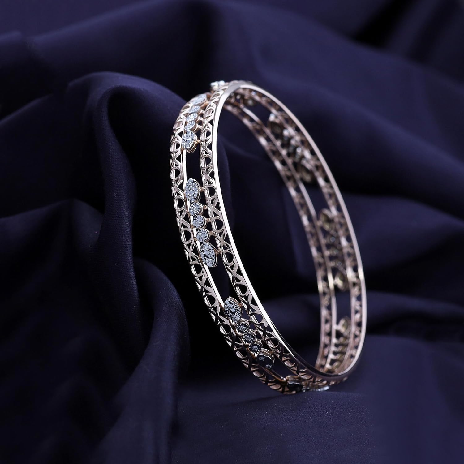 Bangle Bracelets for Women 0.25 Carat (ctw) Round Lab Grown Diamond Miracle Set 3-Row Cuff Bangle Bracelets In 14K Gold Over Sterling Silver Jewelry Gifts For Her Size-7.00 to 8.00 Inch