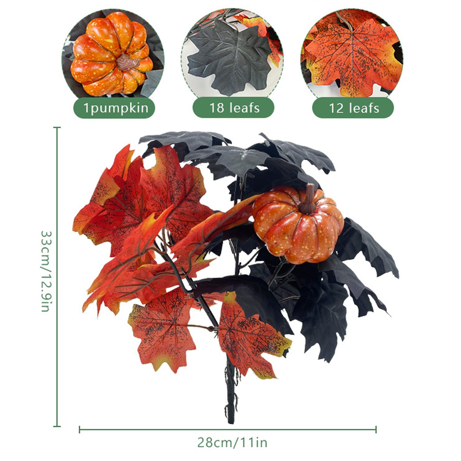 SLFYEE 4PCS Piante Artificiali Autunnali Foglie d'Acero Artificiali Autunnale Foglie Finte Halloween per Decorazione Piante da Interno Esterno per Matrimonio Casa Tavolo Balcone