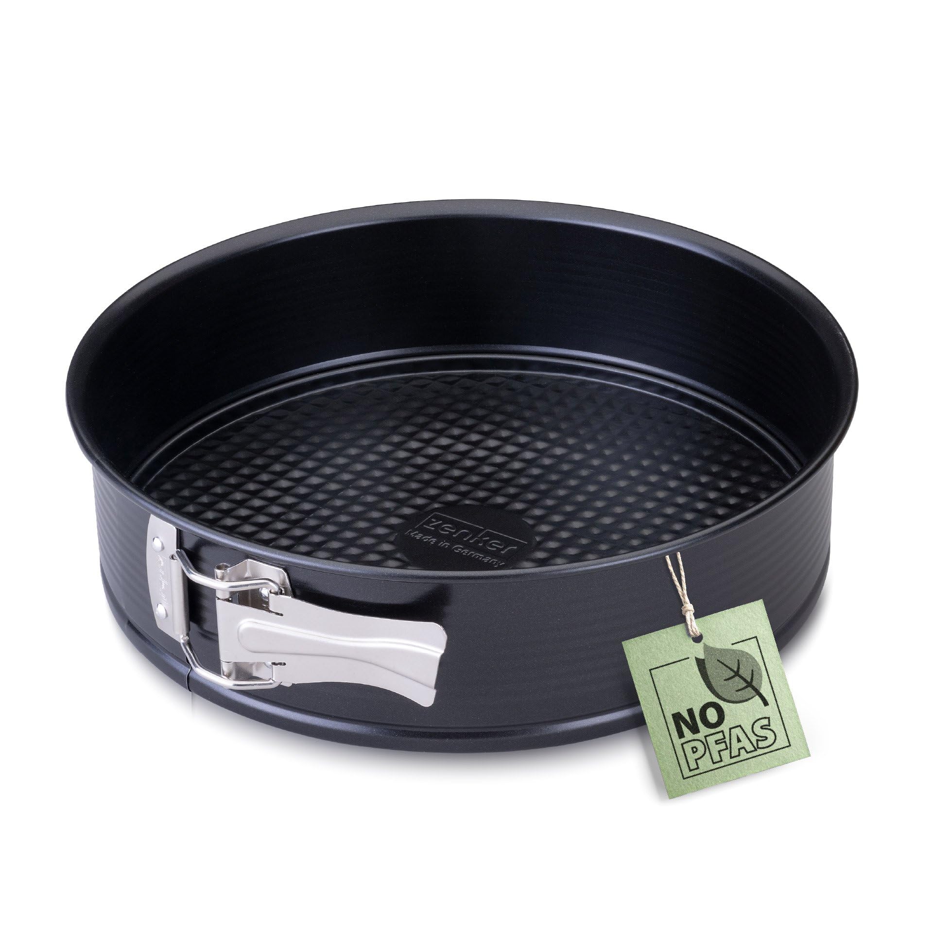 Zenker Perfect Black tortownica z płaskim dnem, Ø 24 cm, wysokiej jakości forma do pieczenia z blachy stalowej, powłoka nieprzywierająca, odporność na wysokie temperatury: +230°C, Made in Germany