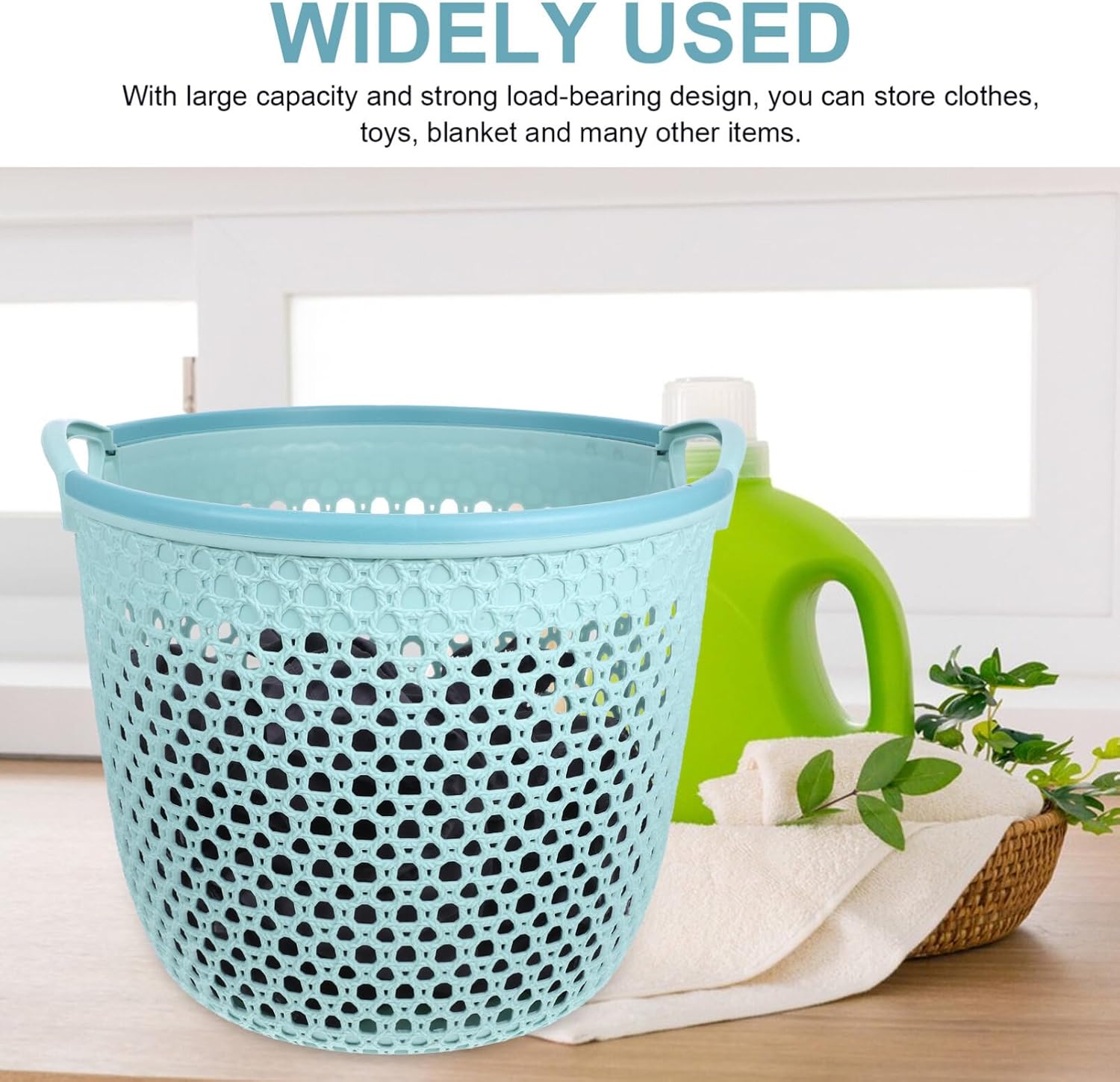 Luxshiny Flexible Laundry Basket Large Plastic Clothes Hamper with Carry Handle Ventilated Laundry Basket Washing Clothing Storage Bin for Bathroom Laundry Room