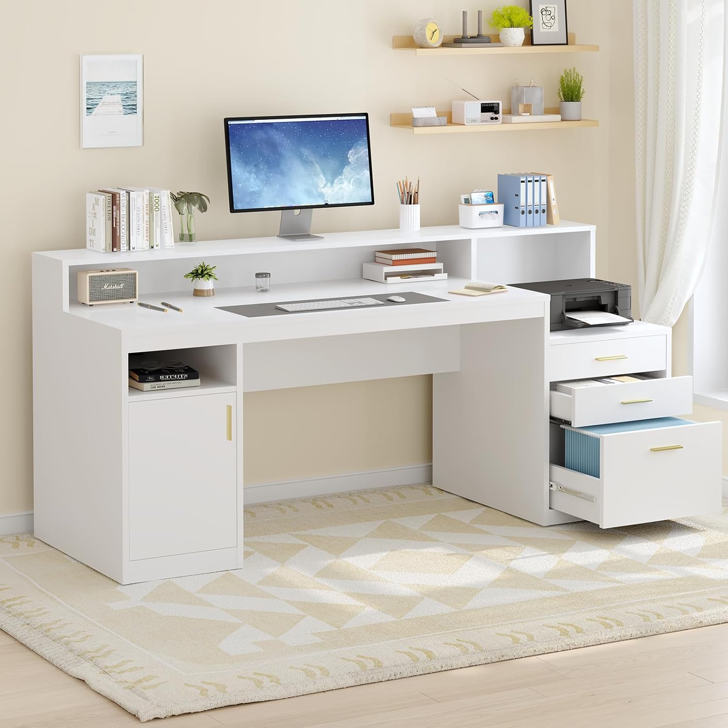 Maximize Your Workspace: A Review of the White Computer Desk with Storage Options