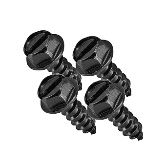 Black License Plate Screws, Rustproof 18-8 Stainless Steel, Black Oxide Finish Applied in the USA by Makers Bolt Pack of 4
