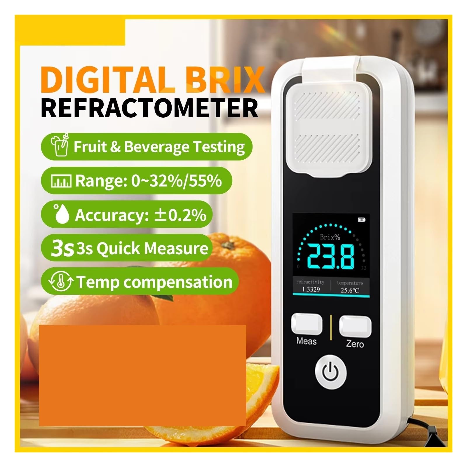 Refractómetro Brix, Refractómetro, Medidor De Contenido Azúcar Recargable, Medida Jugo Fruta, Bebida, Vino, Cerveza, 32%/55%,para Mosto