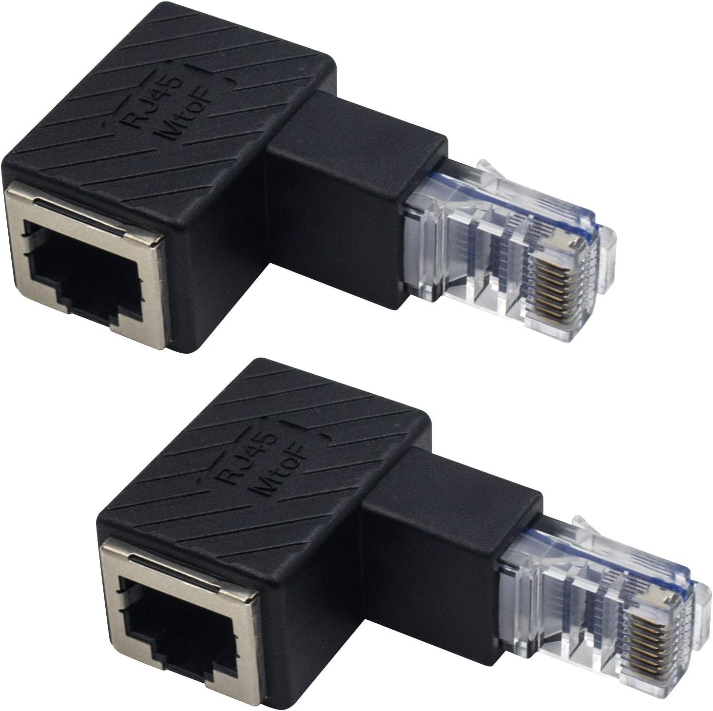 Duttek Ethernet Adapter 90 Degree, Right Angled RJ45 Male to Female Ethernet Extender Adapter, Cat5e/Cat6 RJ45 Ethernet, for Modem, Router, PC, Network Printer, Laptop, LAN, Switch, etc 2 Pack : Electronics