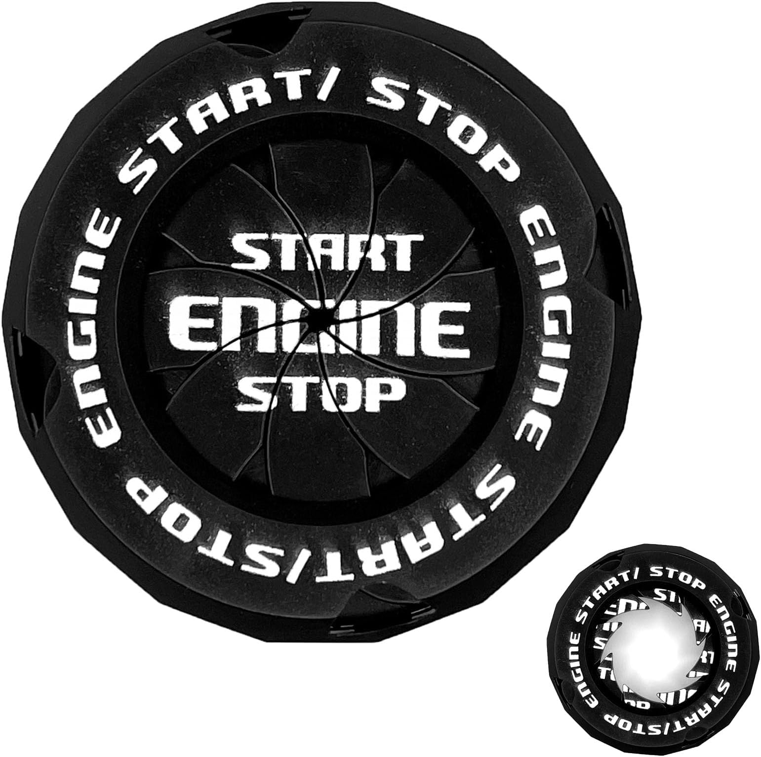 Rotary Push Start Button Cover, Car Engine Start Stop Button Cover, Motorcycle Ignition Key Switch Cover, Universal Car Interior Decor, Car Accessories Festival Gift for Men (Black)