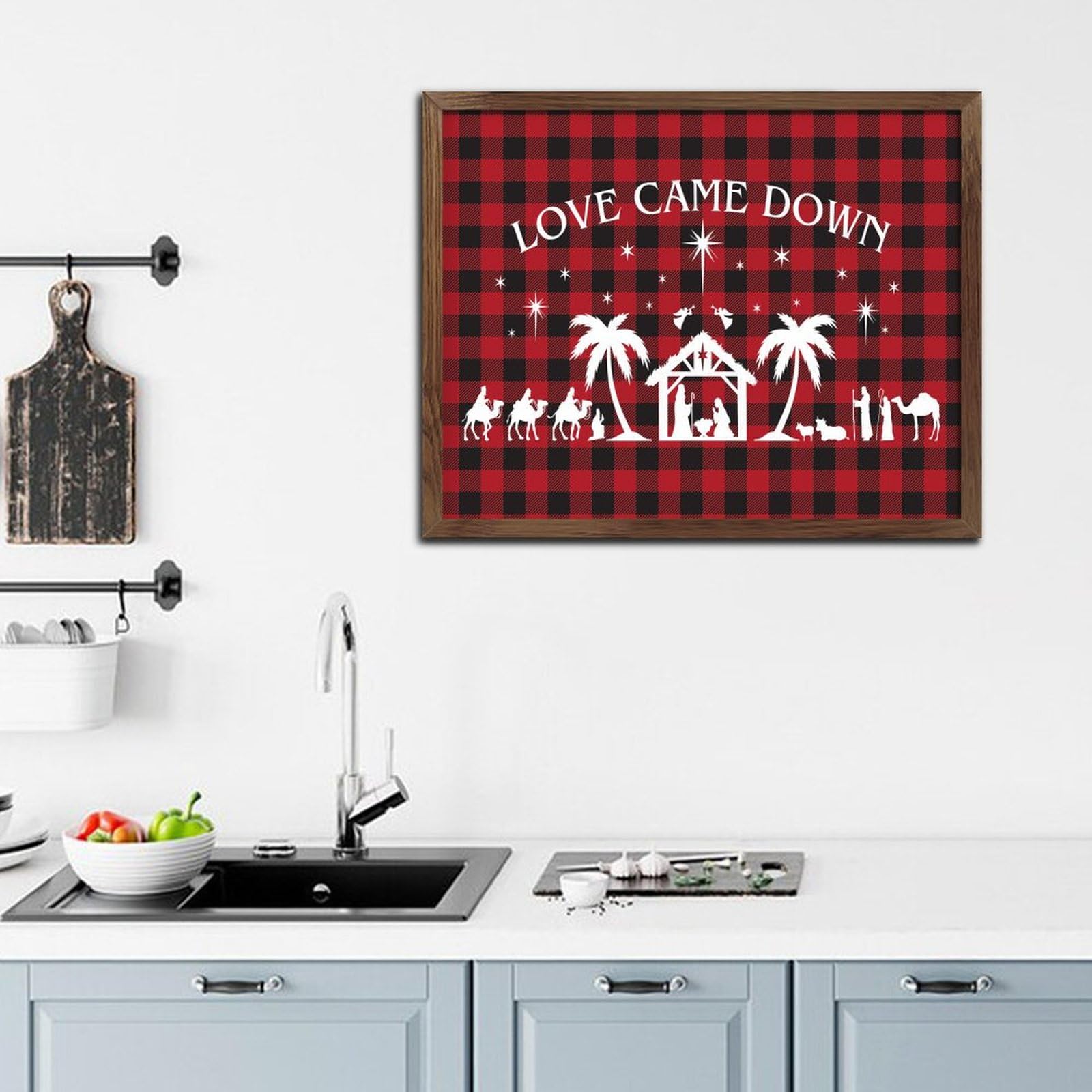 Cartello da parete in legno con scritta "Love Came Down", decorazione artistica da parete personalizzata per cristiani cattolici, segni religiosi, cartello da appendere per tavolo, cucina, porta
