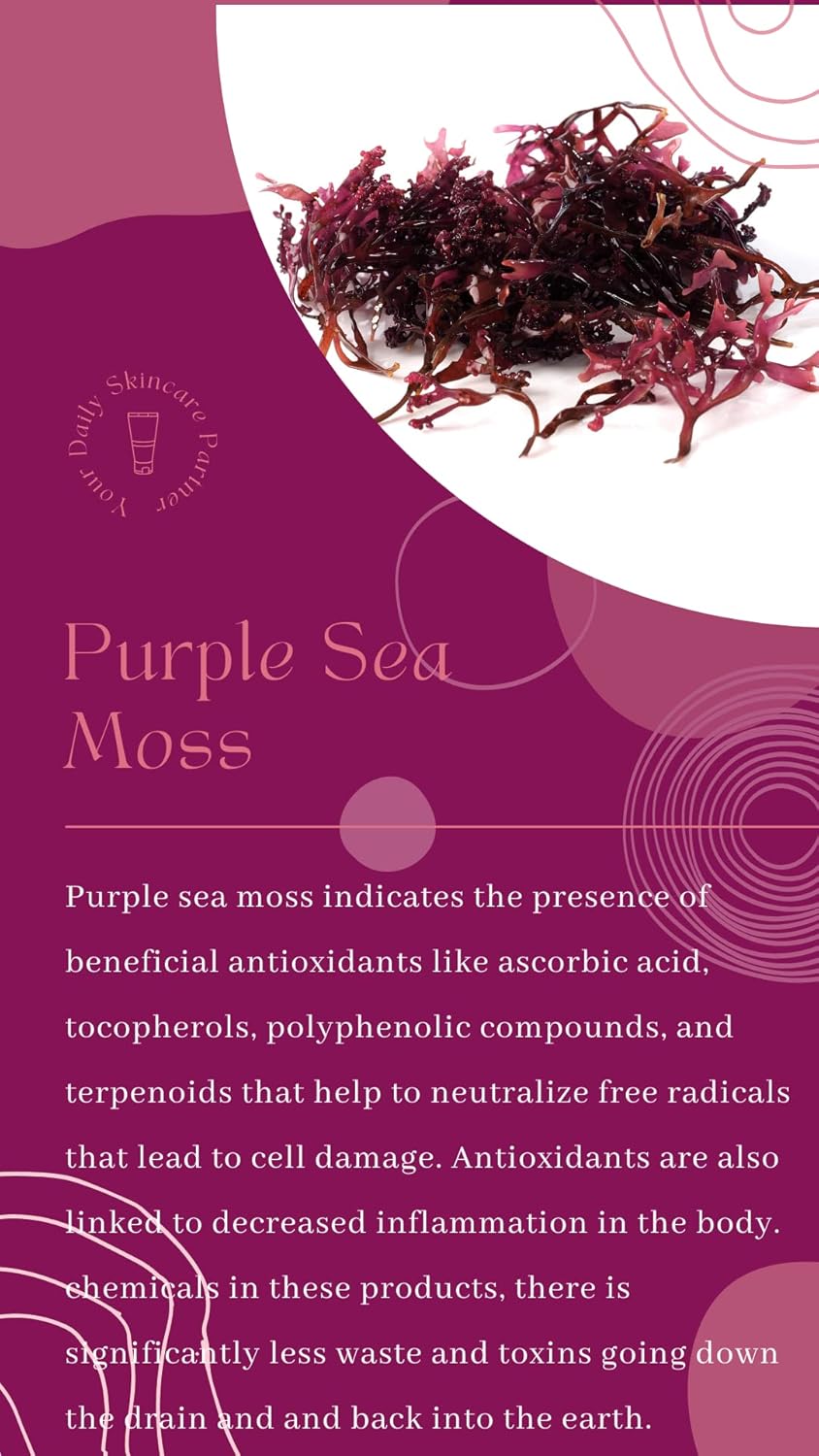 Skin and Hair Oil (Purple Sea Moss - Skin and Scalp Seamoss with Collagen, Olive, Coconut Oil - Hydrating Collagen for Tightening and Scalp Care)