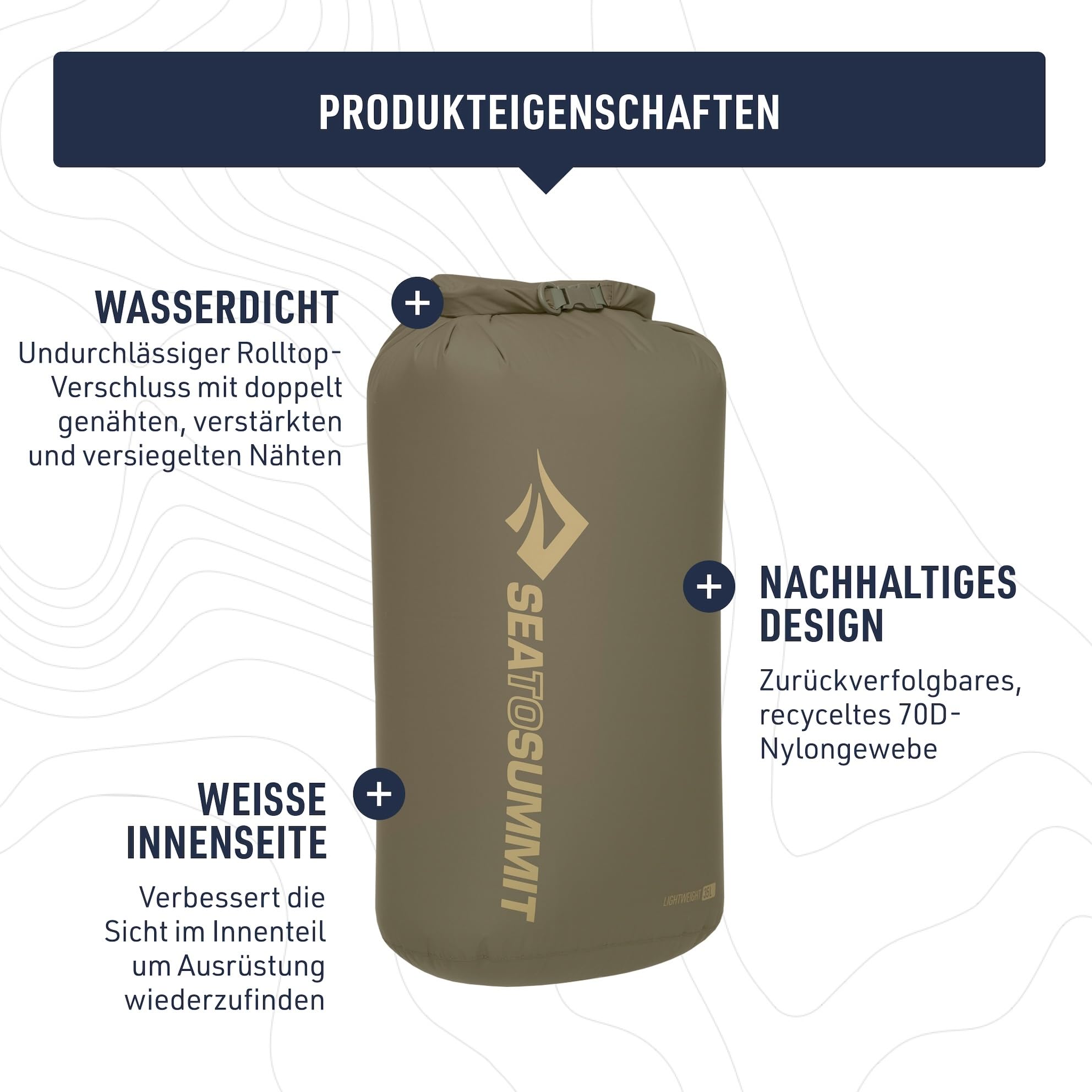 Sea to Summit - Lightweight Dry Bag L 13L - wasserdichte Aufbewahrung - Rollverschluss - Recycling-Gewebe - Befestigung & D-Ring - Wandern & Paddelsport - 22 x 20 x 45.9cm - Spicy Orange - 81g