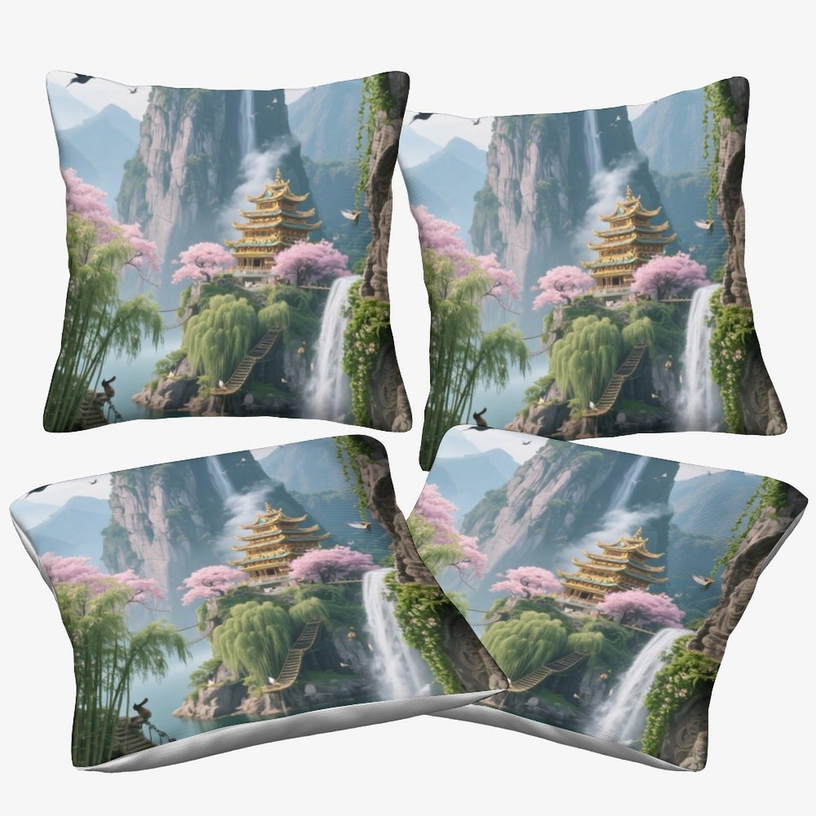 Taies d'oreiller paysage 40x40cm housse coussin déco salon fermeture invisible