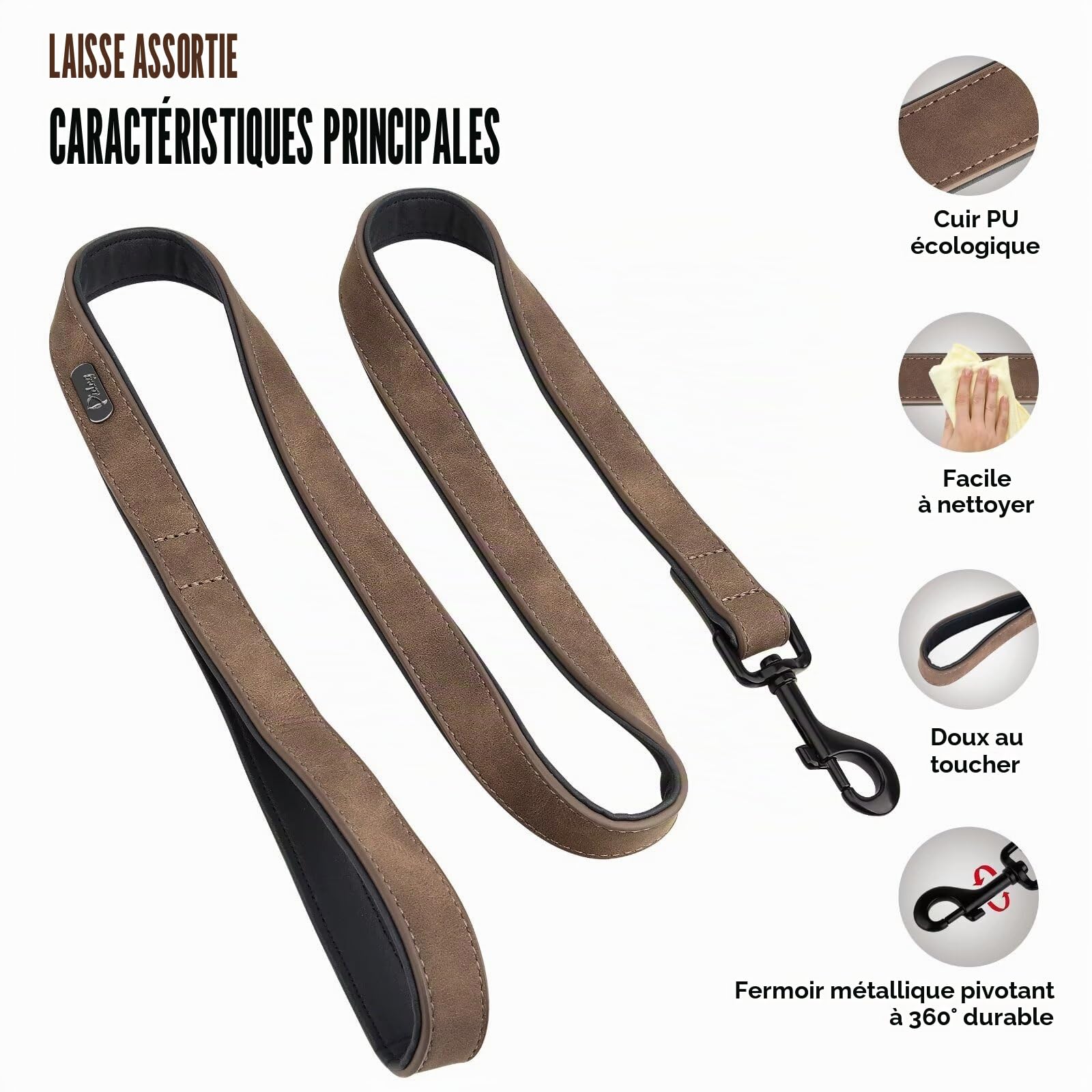 Didog Collier de Chien en Cuir Souple rembourré personnalisé, Plaque avec Gravure, Tailles Petite, Moyenne ou Grande