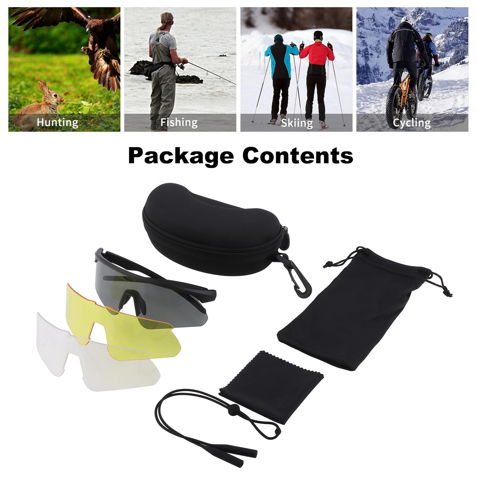 Lunettes de protection tactiques UV400, lunettes de tir ANSI Z87.1 avec 3 verres, monture TR90, lunettes de protection pour airsoft