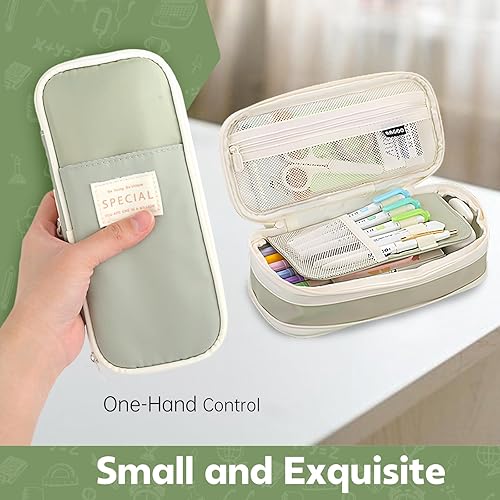 Miniatura 6 de Estuche para lápices, estético, de gran capacidad, portátil, con cremallera duradera, gran estuche organizador unisex de almacenamiento para