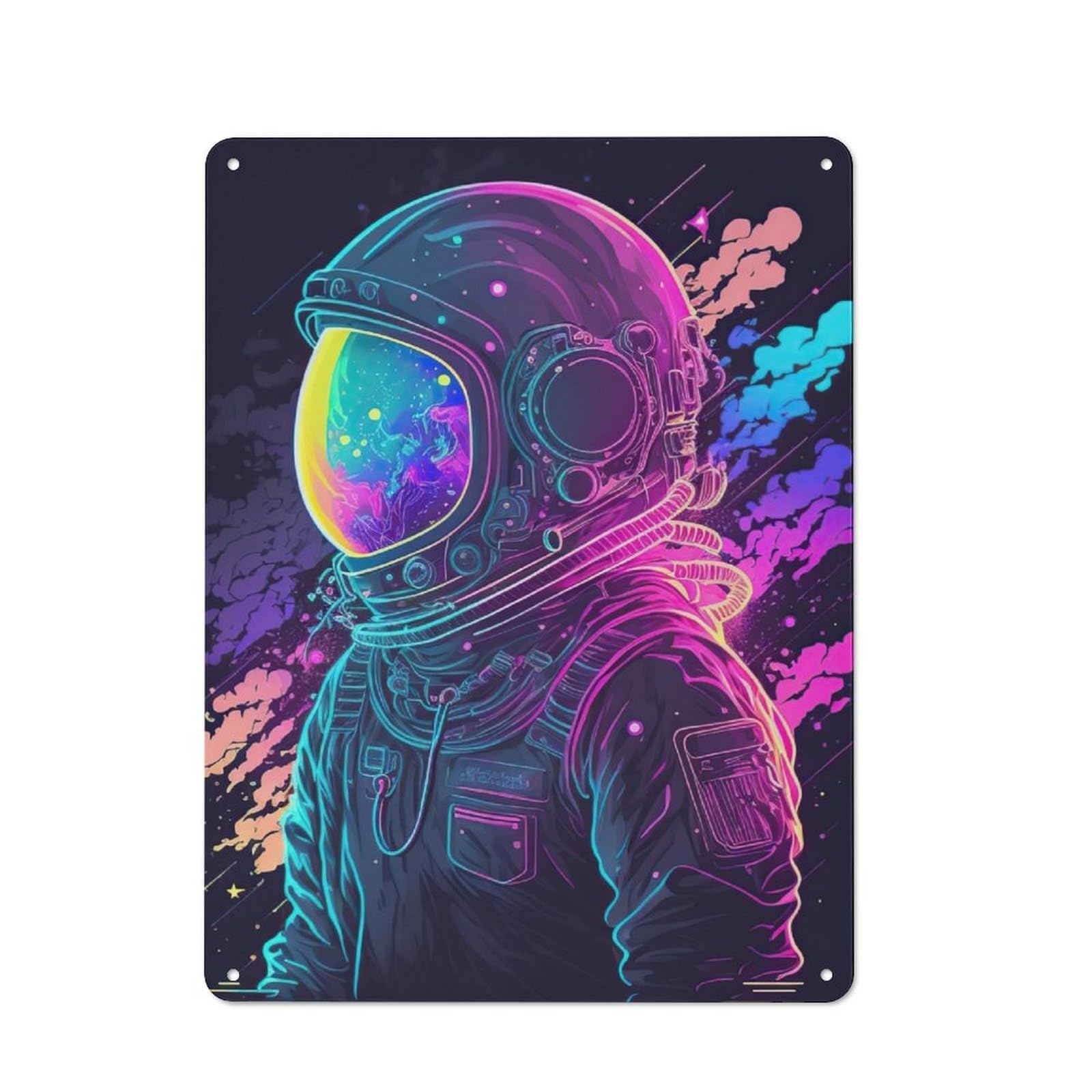 Junmoney Neon Astronaut Industrial-Style Tin Sign 40X30cm For Pub Or Café, Suited To Pub Decor Enthusiasts