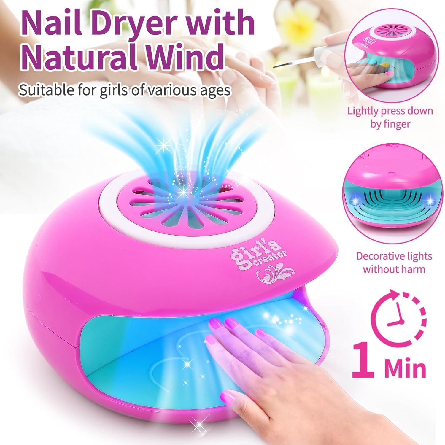 Nagelstudio Kinder Mädchen Geschenk 6 7 8 9 10 11 12 Jahre, 3 in 1 Nagellackstift Nageltrockner Peel Off Nagellack Kinder Nageldesign Nagelset Geburtstag Geschenke Mädchen Spielzeug 7-10 Jahre