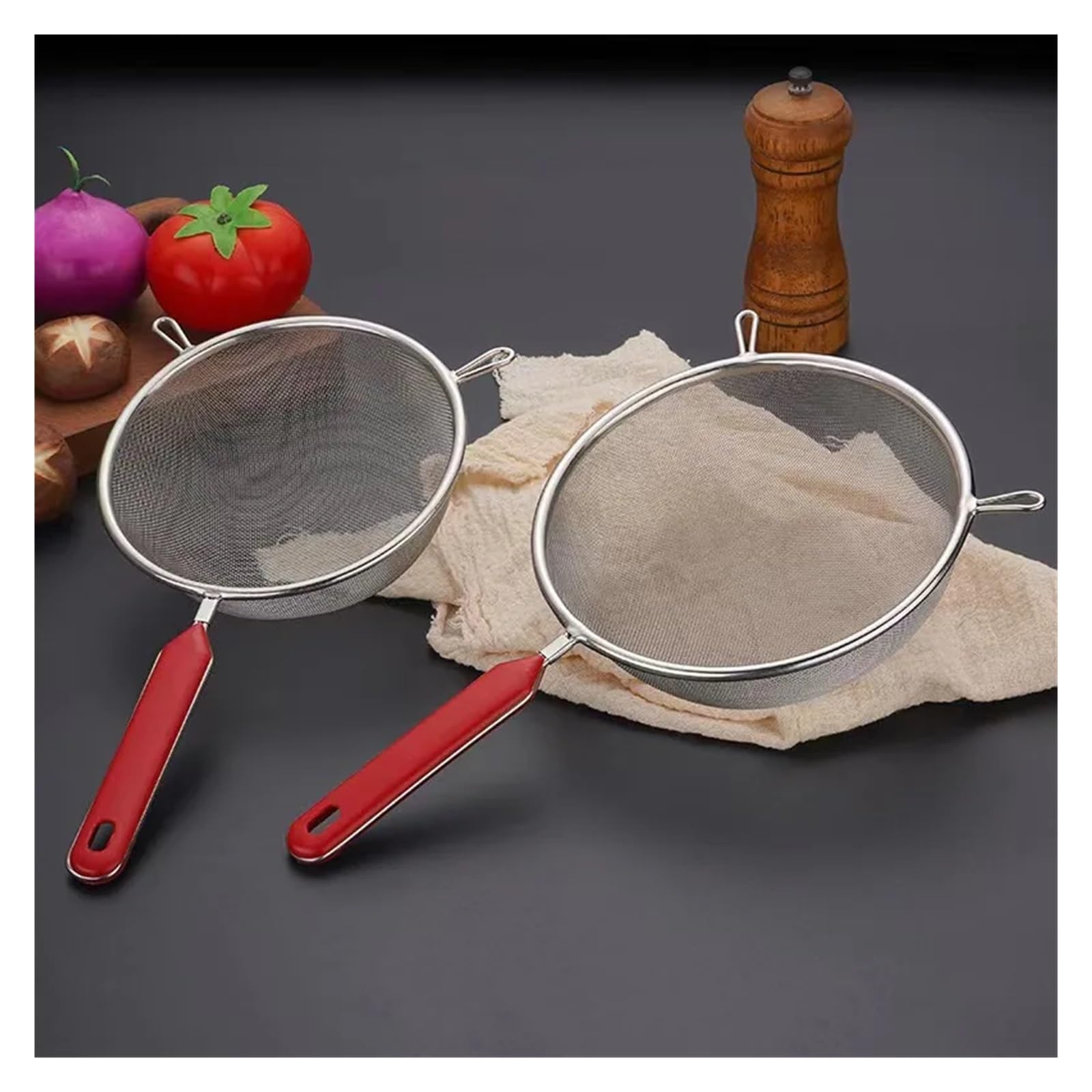 sieb edelstahl 1 stücke for Küche Sieb Mit Hängenden Ohren Edelstahl Mehl Nudel Abtropffläche Öl Braten Skimmer(20cm)