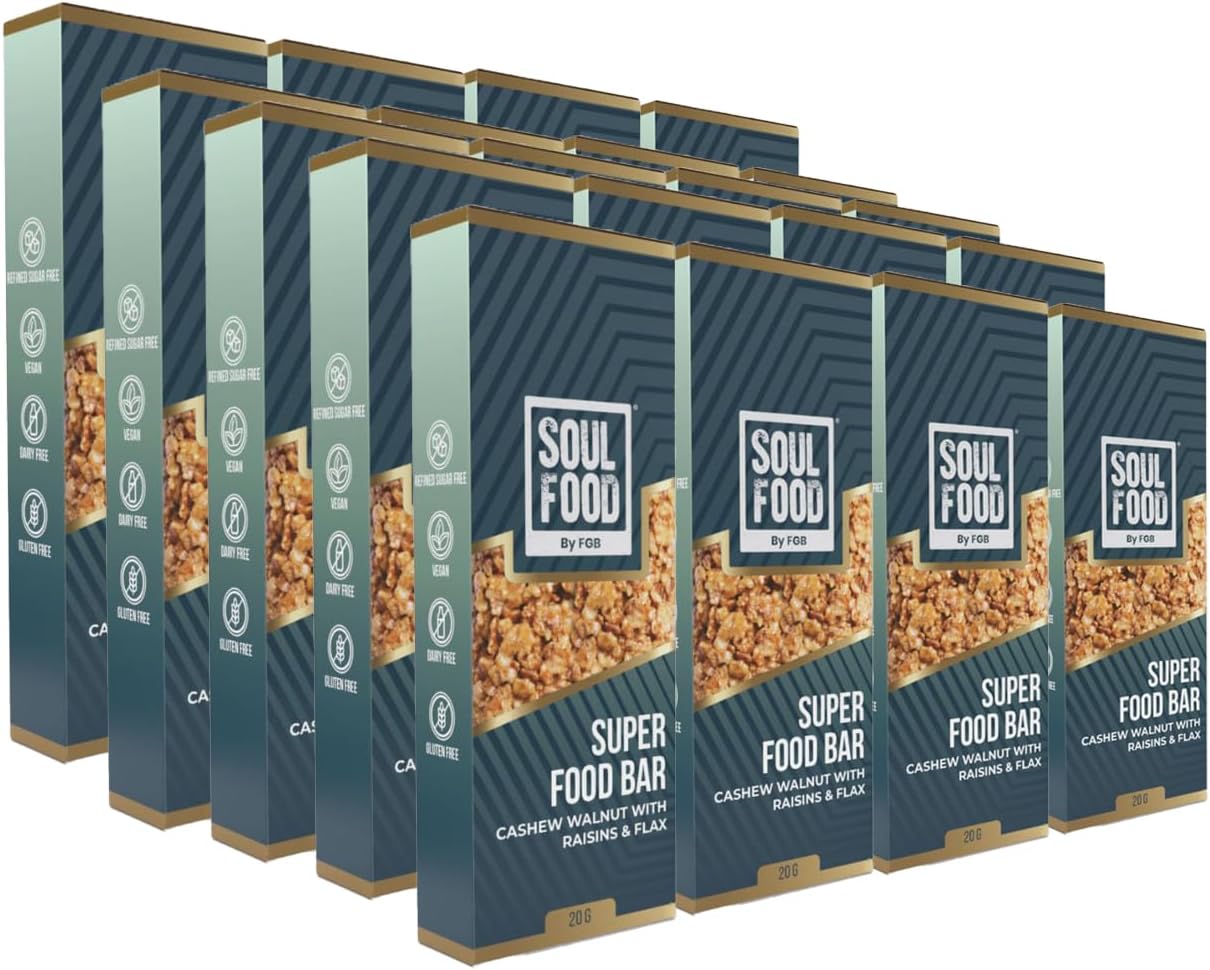 Soul FoodNutrient-Dense Superfood Nuts & Seeds Bar with Cashews and Walnuts 20g - Pack of 25