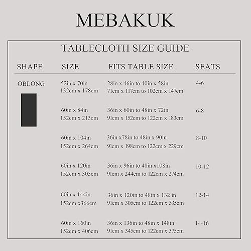 Miniatura 6 de Mebakuk - mantel rectangular antiarrugas y antiencogimiento, a prueba de derrames, mantel decorativo de tela para comedor y uso al aire libre