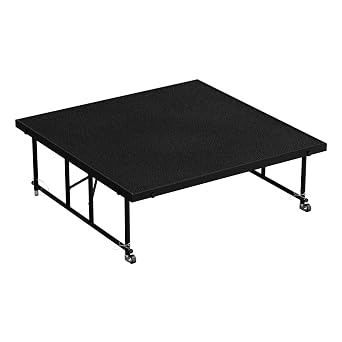 Portable Modular 4 x 4 Stage with Black Carpet TFXS48481624C10 16" to 24" Adjustable Height Perfect for Concerts Gatherings Presentations Conferences Schools Churches