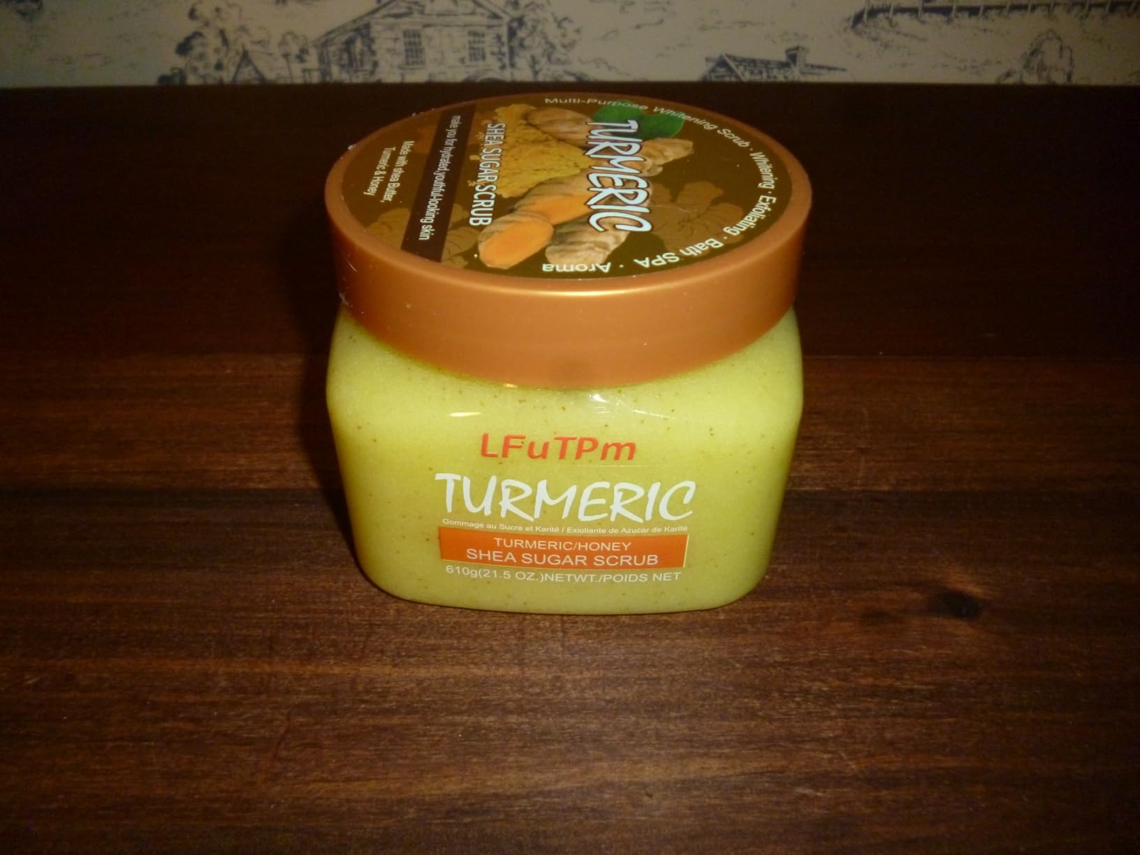LFuTPm Turmeric & Honey Body Scrub with Shea Butter and Sugar - Moisturizing Exfoliator for Skin Removal, Leaves Skin Soft, Smooth, Full Body, Hands, Feet Use - 21.5 oz