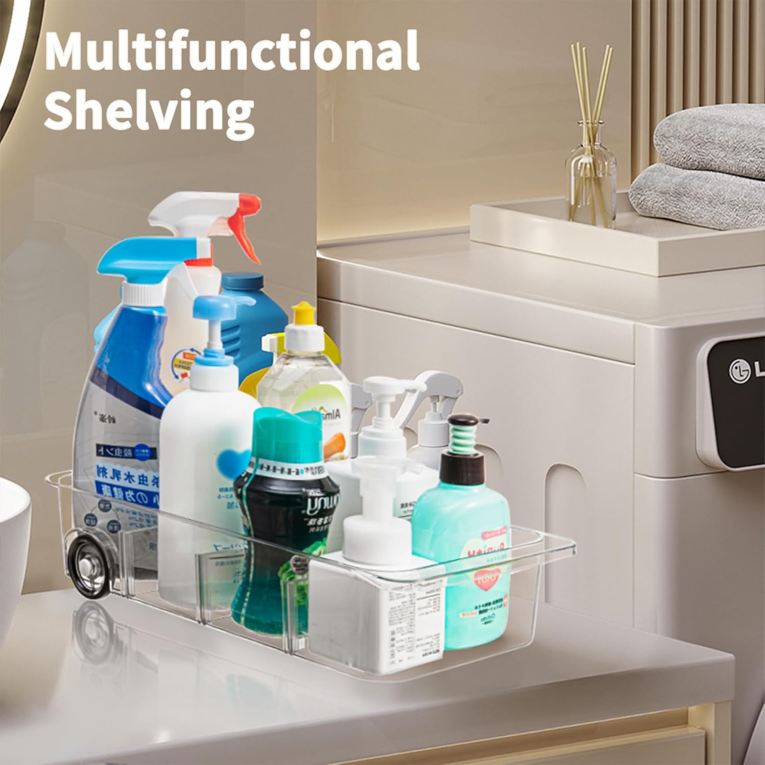 Attelite 3 Pack Fridge Organizer on Wheels,Roll Out Refrigerator Organizers and Storage Clear Design with Dividers,Upgrade Thick Plastic Storage Bins with Wheels, Kitchen Organization - Image 5