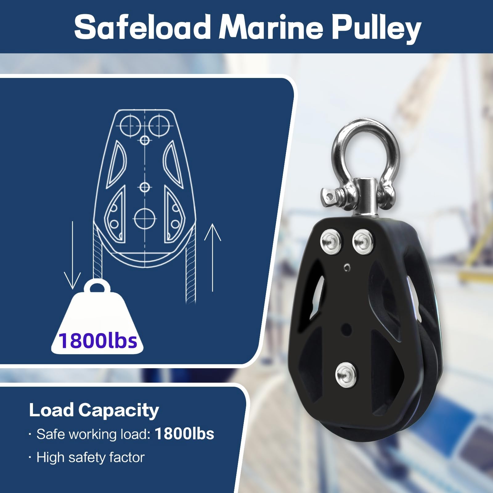 Sailing Block Spring Snapklik.com : RiaYer 35mm Single Swivel Sailing Block - Compact Marine ...
