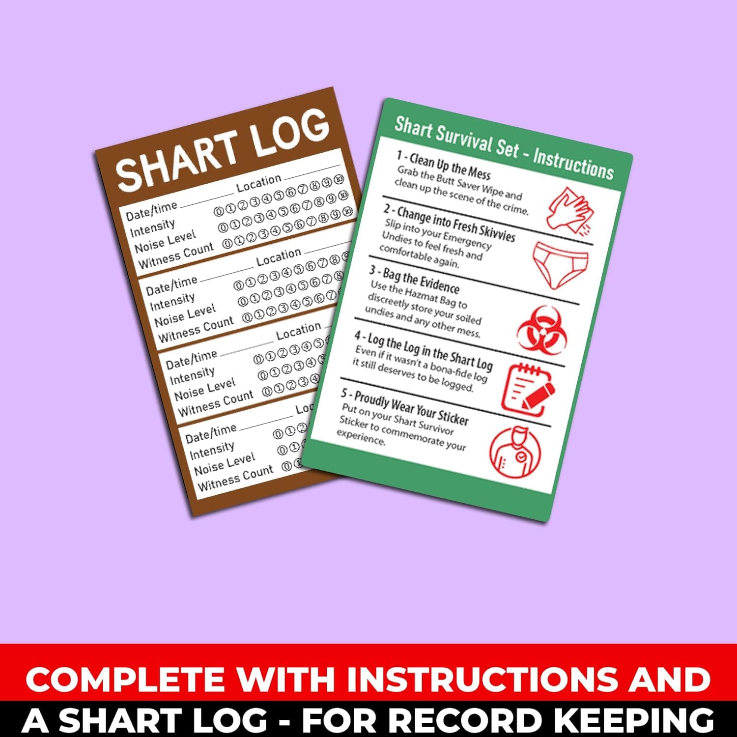 Shart Survival Set - Funny Gag Gift 2026 Friend Gifts Includes Disposable Underwear, Hazmat Bag, Wet Wipe and More! Unique Stocking Suffers for Men Birthday Husband Teens Potty Humor Prank Him Fart