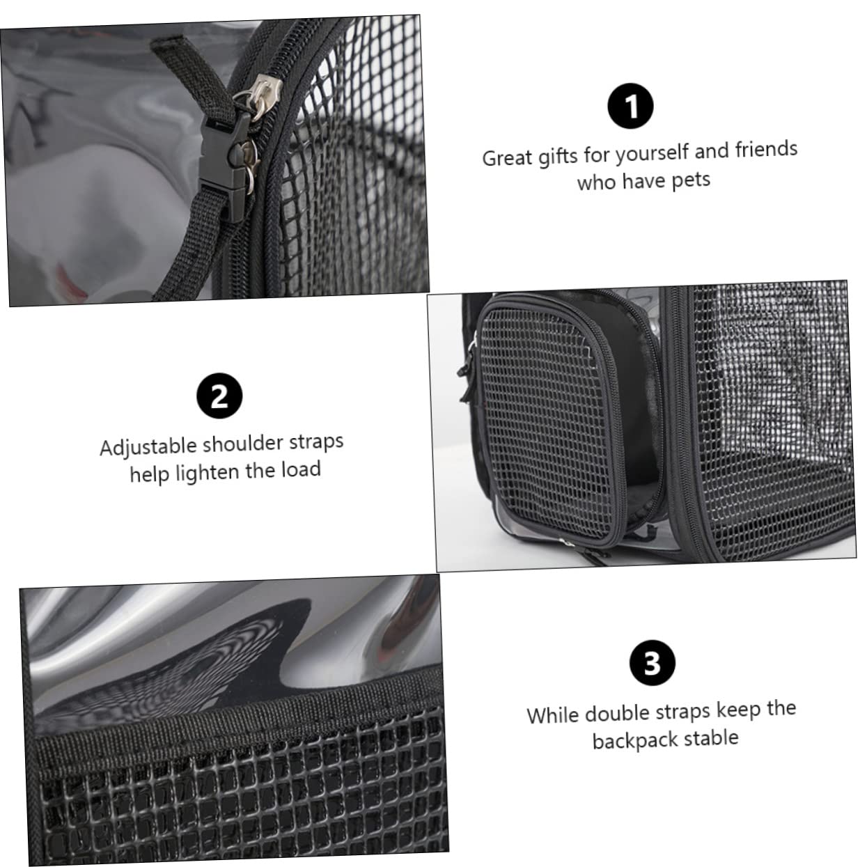 Zaino Trasportino per Gatti Traspirante, Grande Capacità, Nero | Oxford Cloth, per Escursioni e Metropolitana, Comodo da Portare, Borsa Pet per Uso Quotidiano