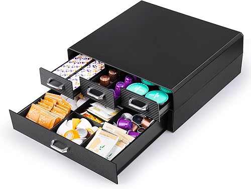 SZQINJI Organizador de cápsulas de café para 72/96 cápsulas, 2 niveles, almacenamiento de cápsulas de café, 4 cajones, compacto, compatible con