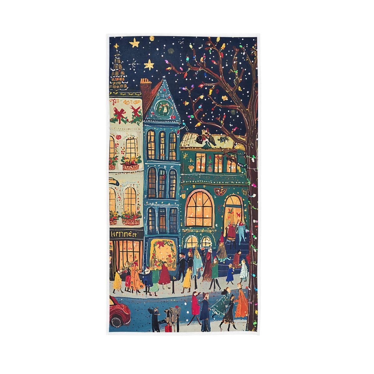 LSRCPD Christmas Street Scene Farmhouse Hand Towels Bathroom, Hand Towel for Bathroom, Travel, Camp, Hotel, Spa 15 x 30 Inches