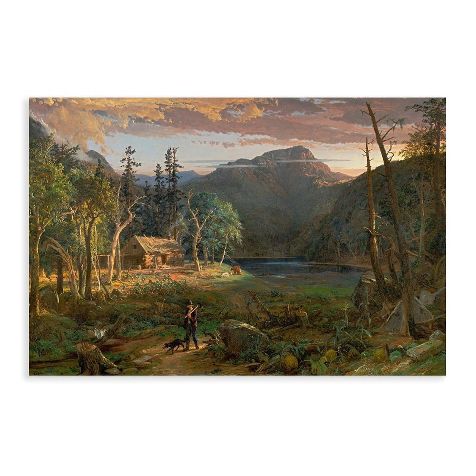 DFJyjFGJJ Jasper Francis Cropsey,The Backwoods of America,famous Art Print Canvas Posters Wall Art Bedroom Office Room Decor Gift 12" L X 18" W
