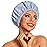 Reusable Shower Cap for Women, Large Waterproof Shower Essentials Bonnet Washable Elastic Band Bath Hair Wrap Hat for Long Hair, Braids(Gray)
