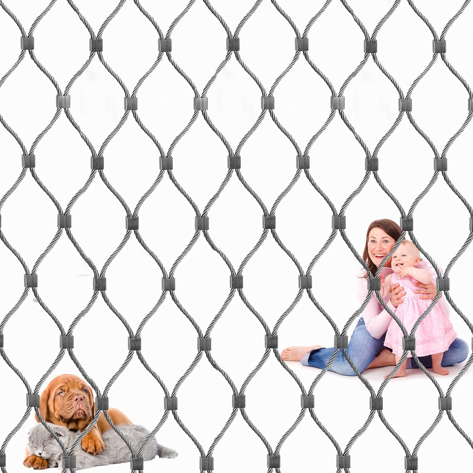 Red para Gatos Terraza de Acero Inoxidable, Rejilla Metálica Malla para Protectora Balcon para Gatos Ventanas, Seguridad Infantil, Piscina, Jardin, Mallas para Gallinero ( Tamaño : H 2M x L 10M )