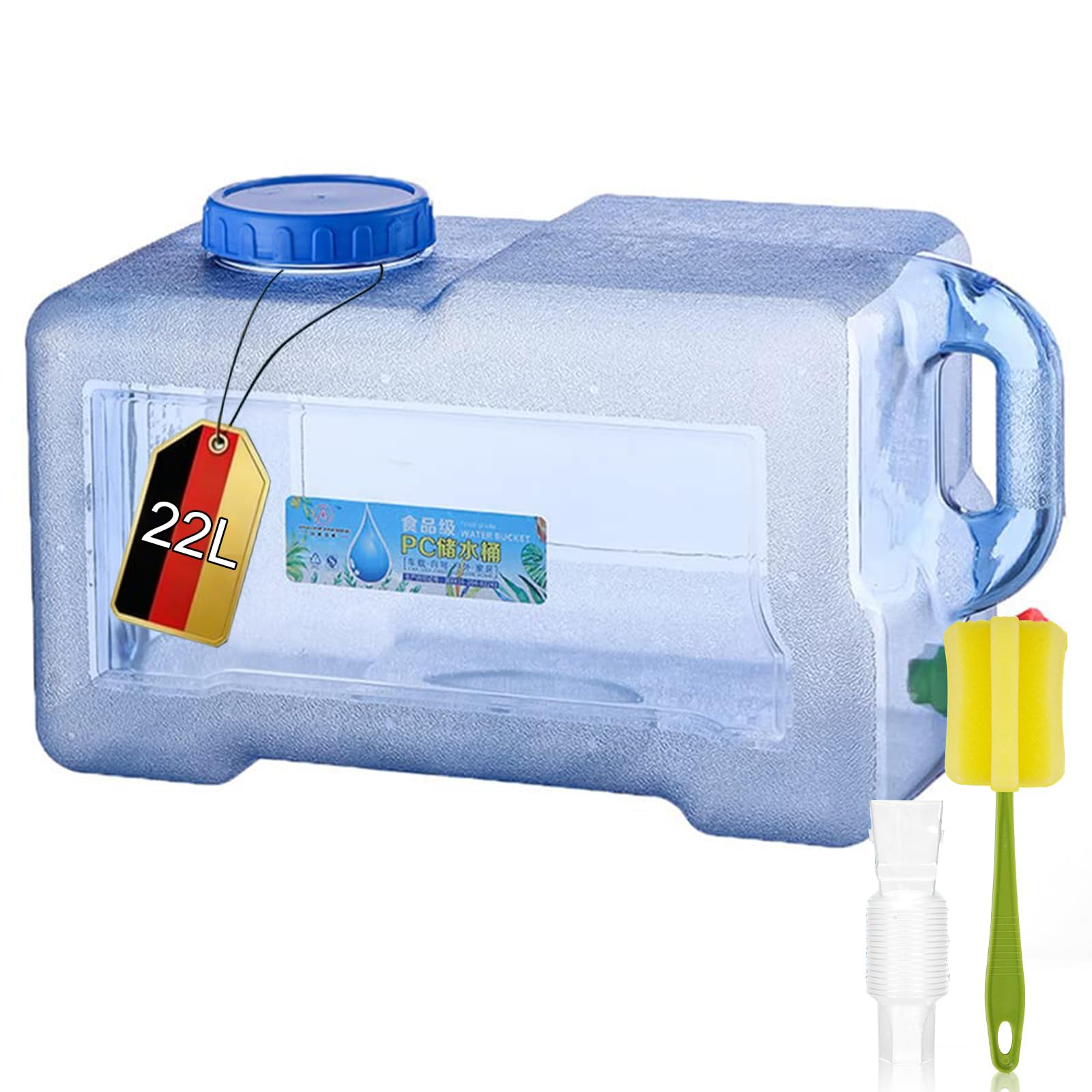 RUYI Bidón de Agua con Grifo y Tapa de Rosca, bidón de Agua para Camping, sin BPA, depósito de Agua portátil con asa para Caravana, Picnic