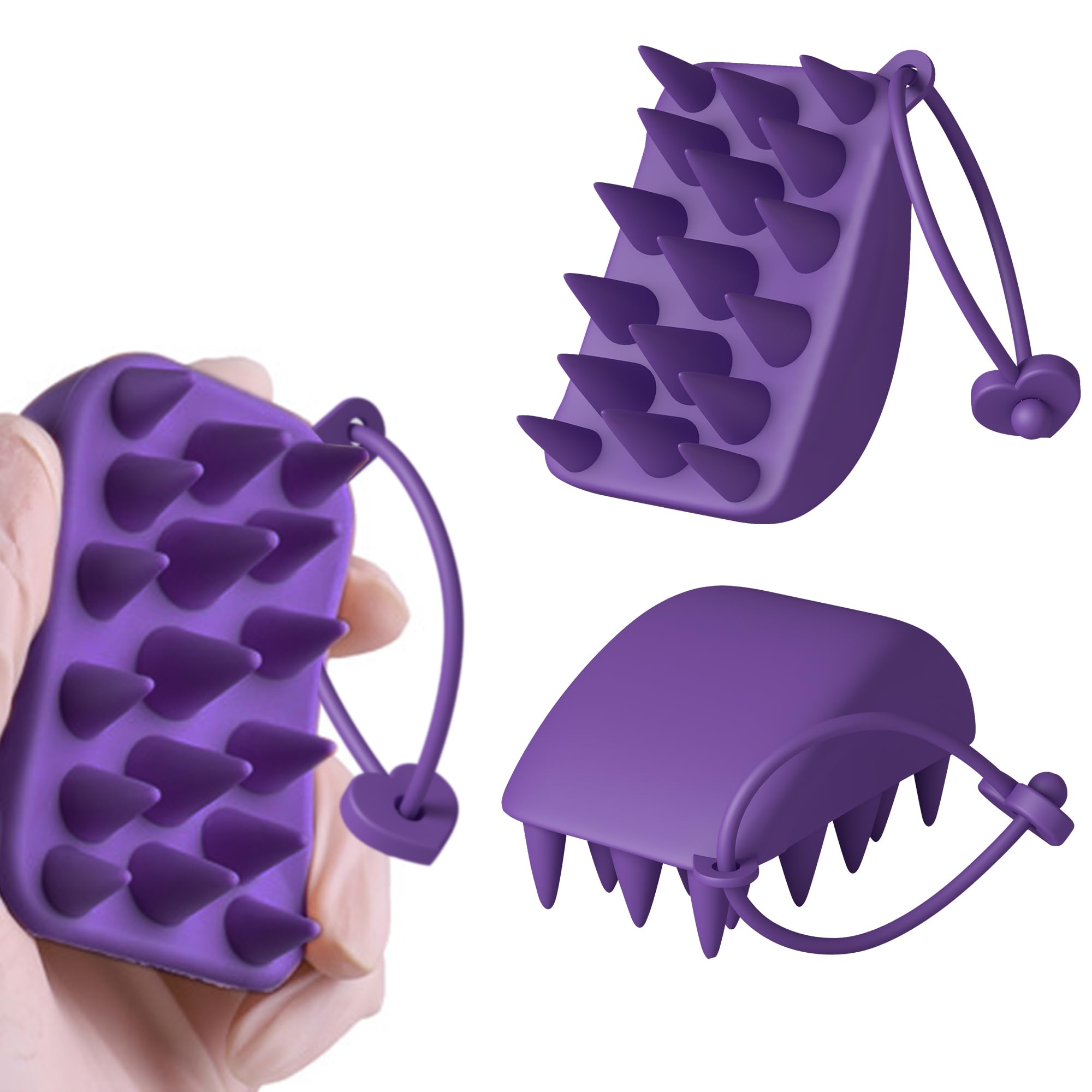 Sonnorel Cepillo masajeador de cuero cabelludo con cerdas de silicona flexibles para el cuidado del cabello y la relajación de la cabeza, exfoliante ergonómico para la eliminación de la caspa y el