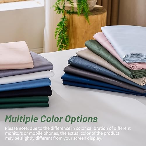 Miniatura 6 de MEISHANG Sábanas de algodón de 1000 hilos, tamaño Queen, 100% algodón egipcio, tejido satinado, satén ultrasuave y transpirable, bolsillos profundos