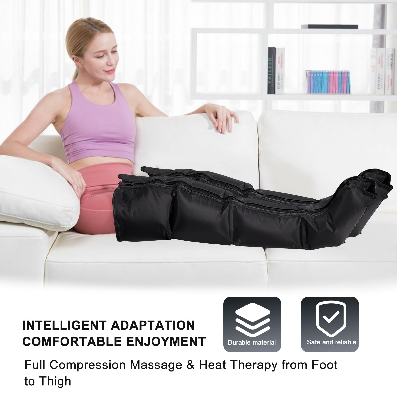 Masaje de compresión de aire para piernas, botas de compresión de aire - Foot Massager Spa con 4 cojines de aire - Sistema de compresión de recuperación de piernas fácil de usar, productos de apoyo