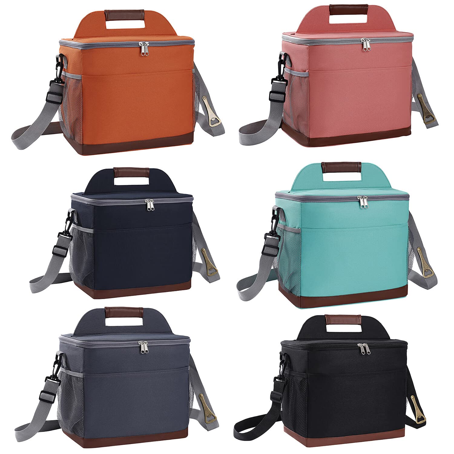 Bolsa isotérmica para el almuerzo, 16 L, portátil, impermeable, para almuerzo, pícnic, con correa para el hombro, doble compartimento para trabajo, escuela, viajes, oficina, azul oscuro