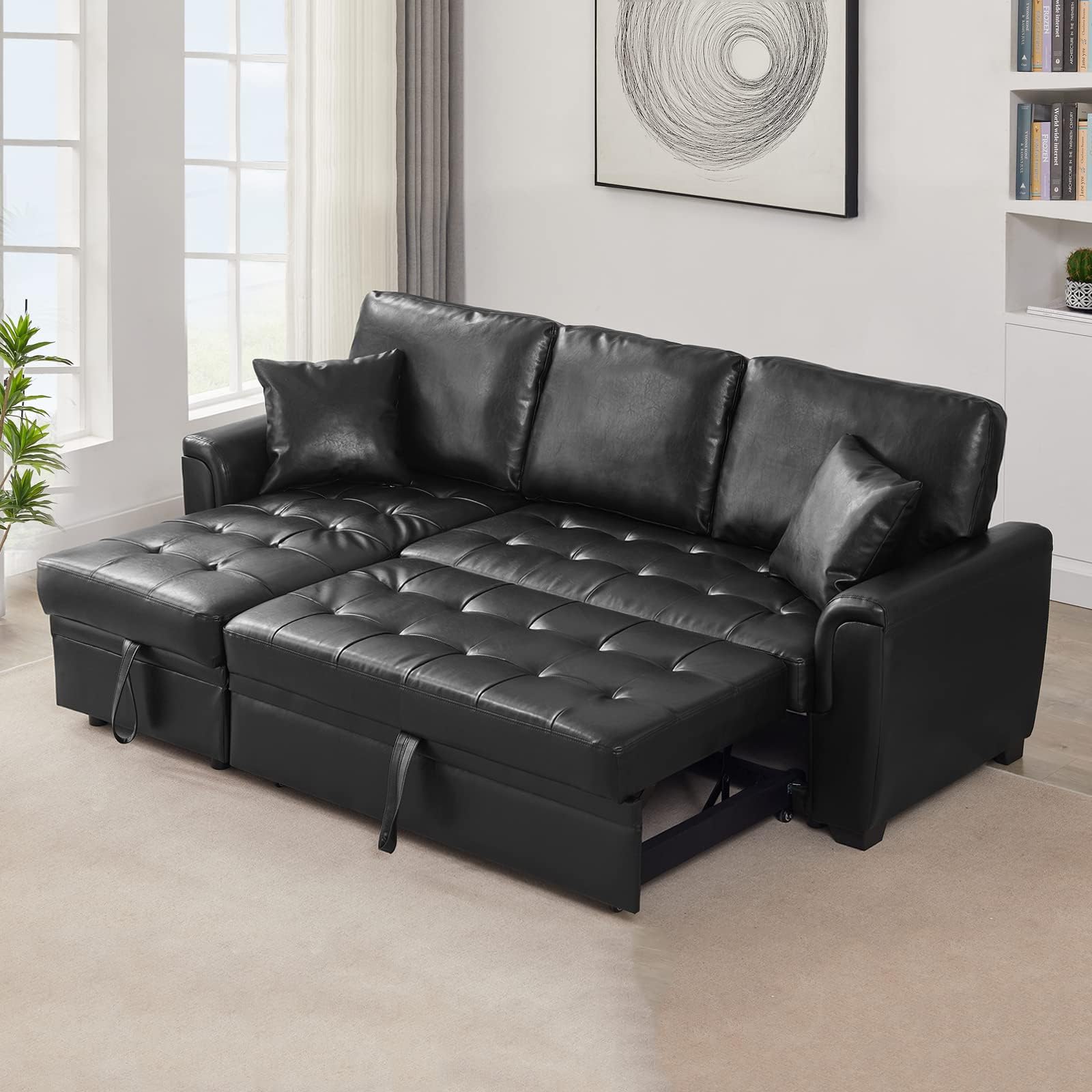 Acme Lloyd Faux Leather Upholstered Sectional Sofa with
