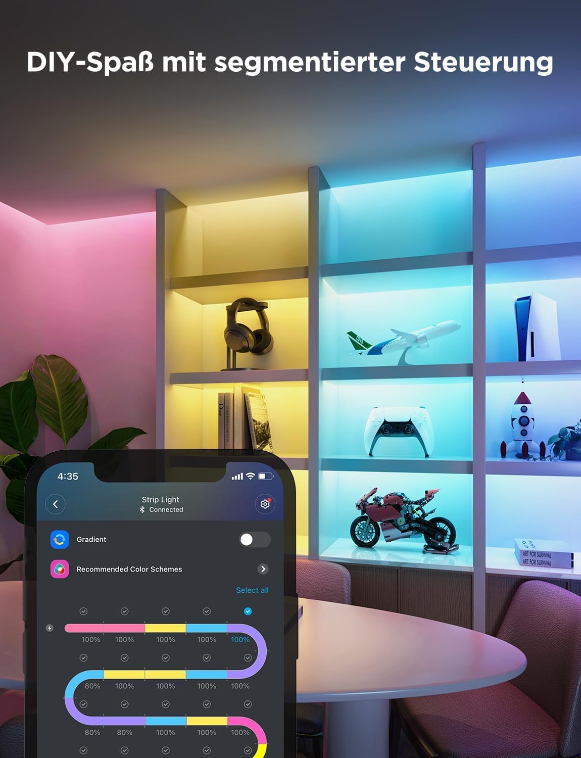 Govee LED Strip Light 2 Pro 10m, Smart RGBIC mit weißes Licht, LED Streifen Funktioniert mit Matter und Google Assistant, DIY-Farbe, App-Steuerung mit Musik Sync, für Wohnzimmer Schlafzimmer