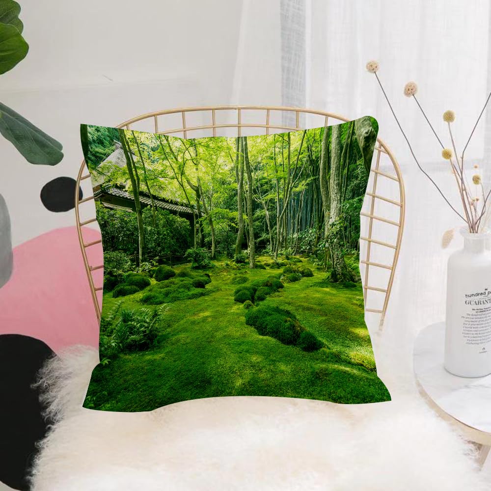 HYOSXW Cushion Cover,Throw Pillow Case Home Decorative for Living Room Bedroom Sofa Chair 16X16 Inch,Giou-ji temple's Garden of mosses,Pillowcase 40X40cm